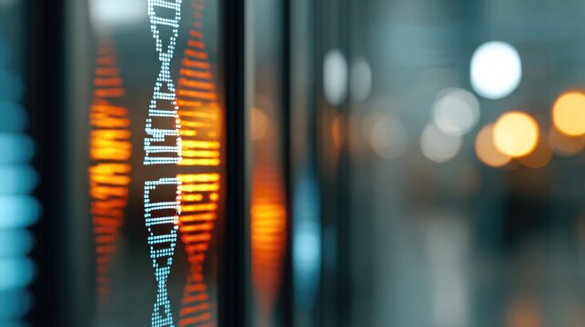 Advanced crispr and ai interface display with digital dna strand and bokeh effect for technology innovation concept design - Powered by Adobe