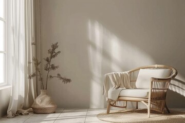 Home mockup, interior background, Scandinavian style , 3d render