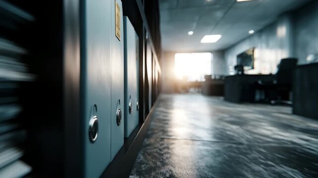 Organized office environment with stacked financial contract files