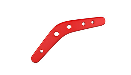 A curved, red, perforated strip presents a sleek design, ideal for abstract representations or conceptual illustrations with a modern edge.