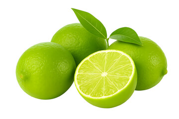 Fresh limes with vibrant green leaves isolated healthy citrus fruit full of vitamin C refreshing and nutritious for detox