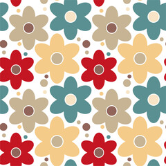 Fototapeta premium Seamless decorative pattern with flowers wallpaper festive birthday background art decor design for textile, paper