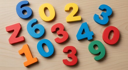 Naklejka premium Colorful Wooden Numbers for Kids Learning Education