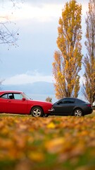 Autumnal parked cars scene