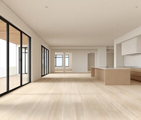 Obraz premium Empty modern home interior, light and bright