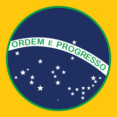 Ordem e Progresso. round icon on brazil flag. The flag of Brazil. Flag icon. Standard color.