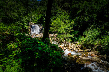 Hiking to the Kuenser Waterfall near Dorf Tirol - Meran South- Tyrol
