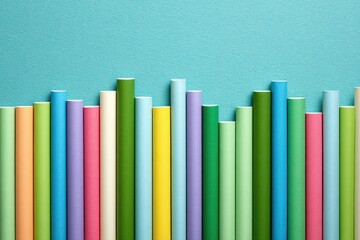 Colorful cylindrical shapes arranged in a design.