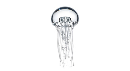 Elegant Clear Glass Jellyfish Sculpture on White Background