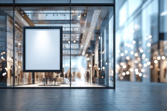 Sleek retail shopfront with an illuminated white billboard for effective marketing.