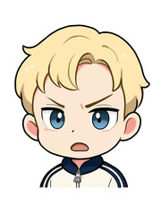 Chibi boy cartoon character angry face set - 4