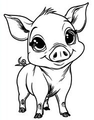Fototapeta premium Cute pig coloring page (4)