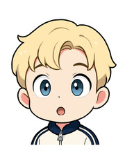 Chibi boy cartoon character surprised face set - 6