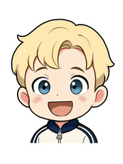 Chibi boy cartoon character happy face set - 3