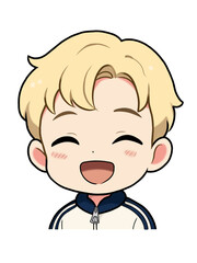 Chibi boy cartoon character laughing face set - 2