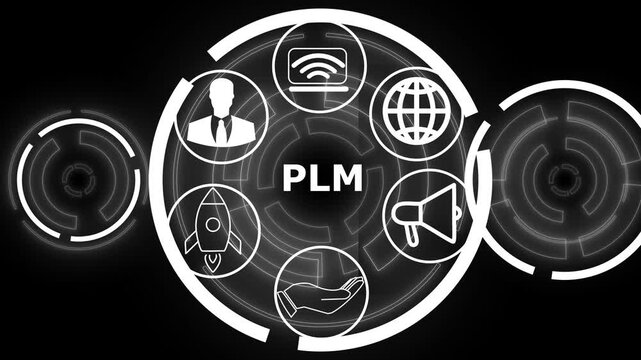 PLM Product lifecycle management system technology concept. Technology, Internet and network concept. performance metrics, and business insights from large data sets ,network ,,,4k