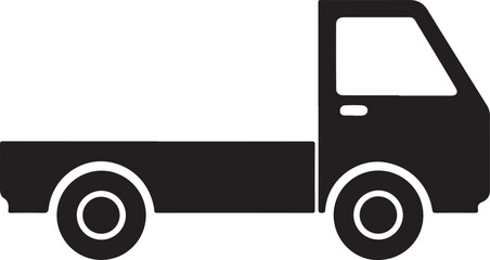 Silhouette Delivery Truck Design Vector Icon White Background.