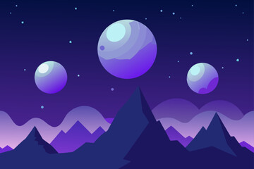 Giant Glowing Orbs Floating Over Mountains Scene