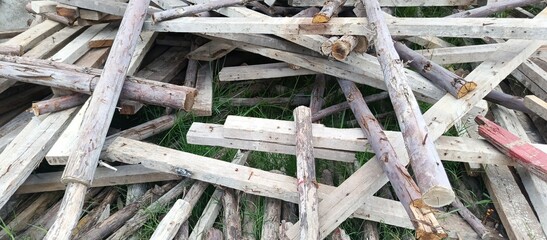 Pile of Wooden Planks and Logs