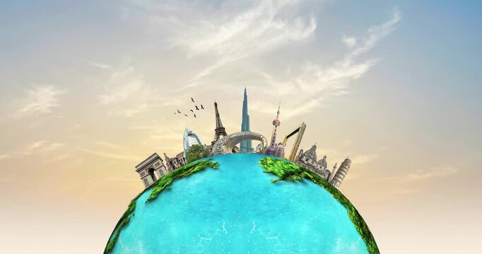 World Tourism Day. Travel animation concept. 