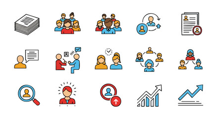 comprehensive illustration of diverse human interaction scenarios depicting teamwork communication and data analysis in a modern digital environment