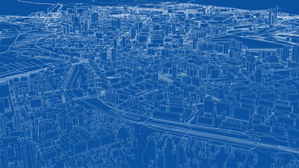 Urban modern landscape. Vector rendering of 3d