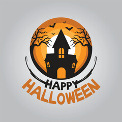 Halloween scene with pumpkins, moon, and spooky tree