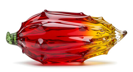 Exotic Glass Fruit Sculpture, Red and Yellow Handmade Art Object