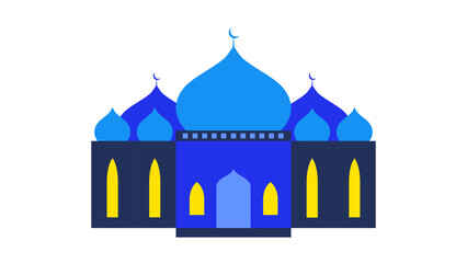 vector illustration of mosque blue with glow window