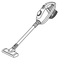 Illustration of a stick vacuum cleaner, a handheld appliance for home cleaning