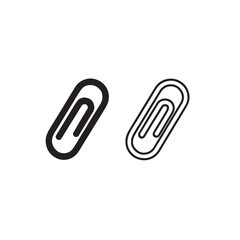 Obraz premium Black and White Paperclip Icon Set