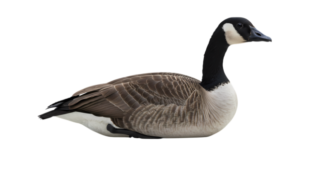 Canada Goose Profile View on Black Background isolated on transparent background