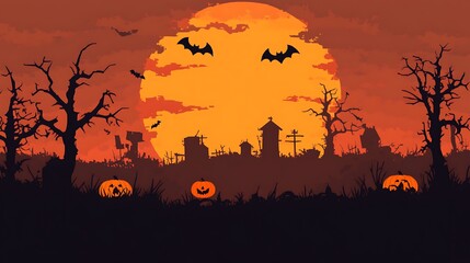 Black halloween silhouette vector icons with spooky creatures pumpkins and bats