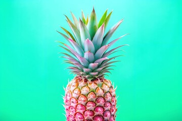 Vibrant pineapple with colorful gradient against a bright teal background