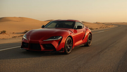 Fototapeta premium Red Sports Car in Desert