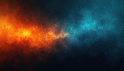 Fototapeta premium Abstract background with blue and orange gradient. Grainy texture effect adds a touch of grunge. Perfect for web banners, covers, posters. Ideal for creative projects, futuristic designs.