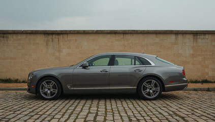 Silver Luxury Sedan by Wall