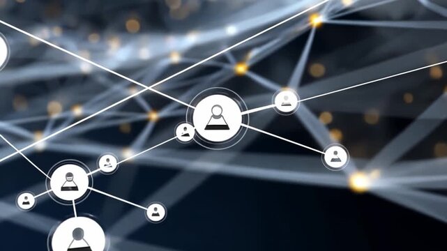 Network Connections: Interconnected nodes and lines create a digital web, representing complex communication and global connections. Explore how networks build communities, ideas.