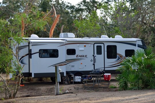 Camper at site hooked ujp