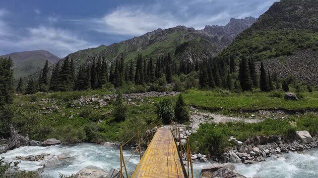 Beautiful mountainous landscapes inside Ala Archa National Park, Kyrgyzstan 