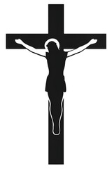 Jesus' crucifixion illustration, black and white Jesus and the cross vector art