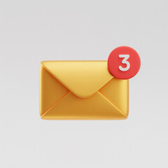 3 new unread emails notification icon envelope symbol for digital communication updates
