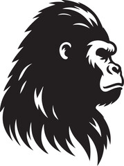 Gorilla Family Silhouette Vector – Black and White Wildlife Illustration of Parent and Baby Apes