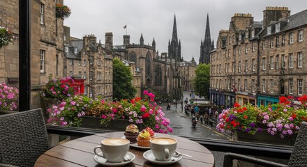 Coffee and Cupcakes with Edinburgh Old Town View