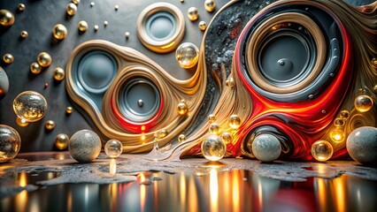 abstract background with bubbles and fractal with a Colorful wave 