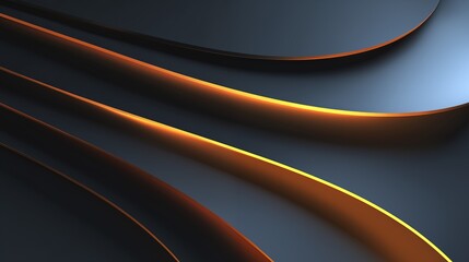 Futuristic abstract background with flowing black and orange curves and glowing edges