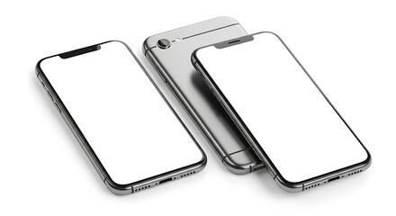 Modern Smartphones Displaying Blank Screens - Perfect for Product Mockups and UI Design