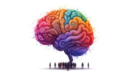 Human brain artwork symbolizes imagination innovation intelligent solutions and diverse perspectives of a group