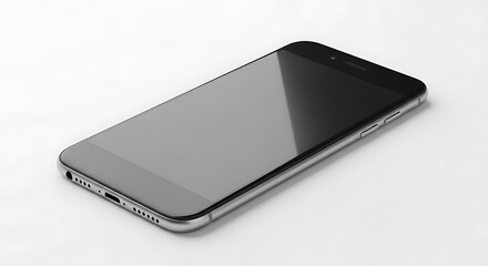 Sleek, contemporary mobile communication device resting on a pristine white background, symbolizing modern connectivity and technological innovation in a minimalist setting