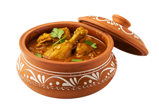  Indian Handi chicken curry spicy meat dish Slowcooked In Earthen Pot